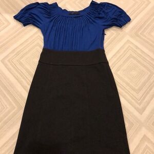 BCBG Royal Blue & Gray Two Tone Short-sleeve Dress - Size XS